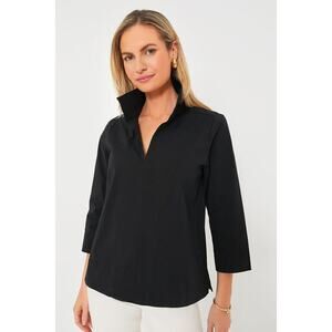 TUCKERNUCK Black Margot Stand Collar Blouse Size S NWT Retail $128 Tuckernuck